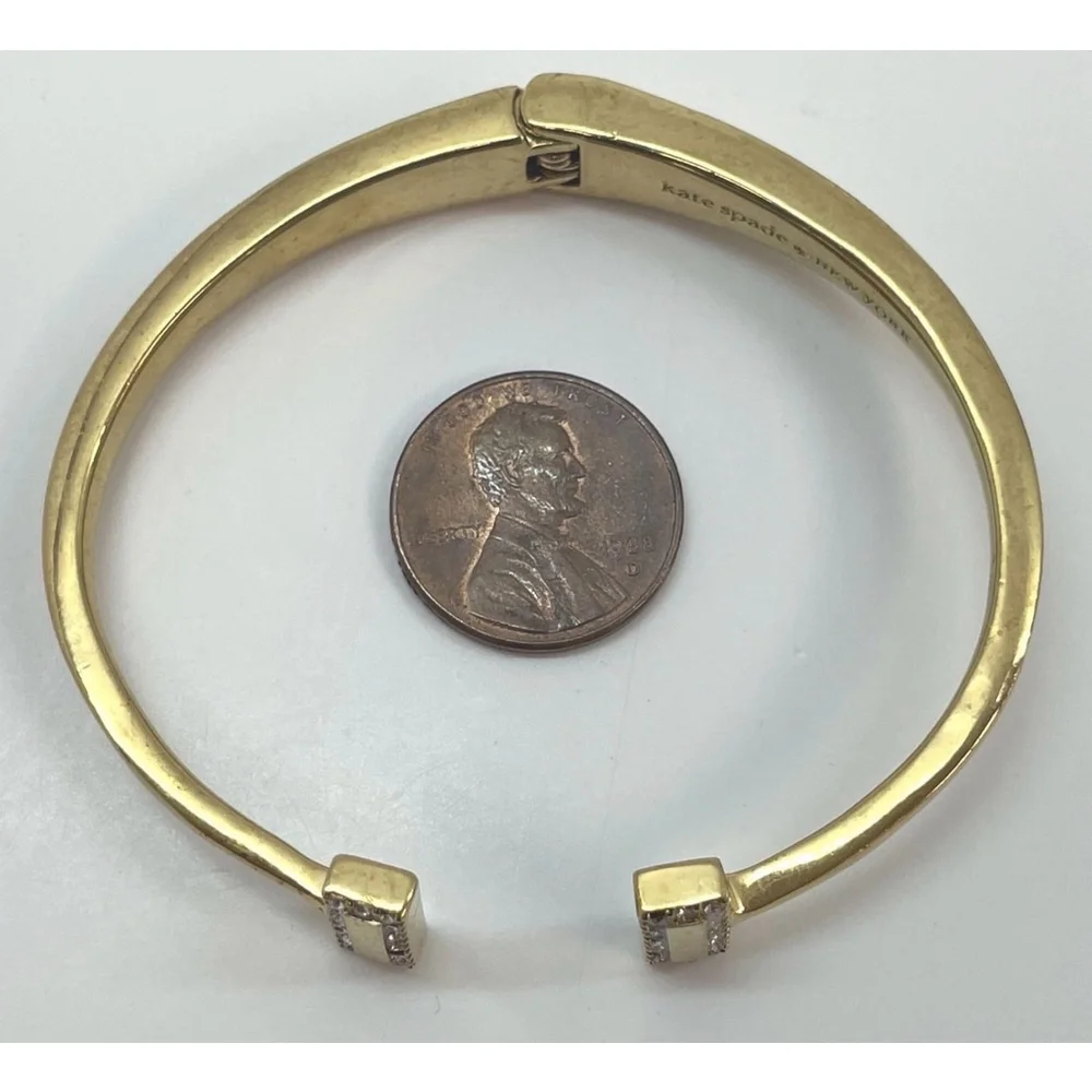Kate Spade New York Gold-Tone Rhinestone Open Cuff Bracelet w/ Dust Bag 1902 - Picture 2 of 4